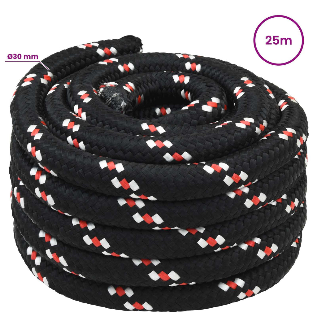 vidaXL Wielofunkcyjna lina gospodarcza 30 mm 25 m Czarny i czerwony PP