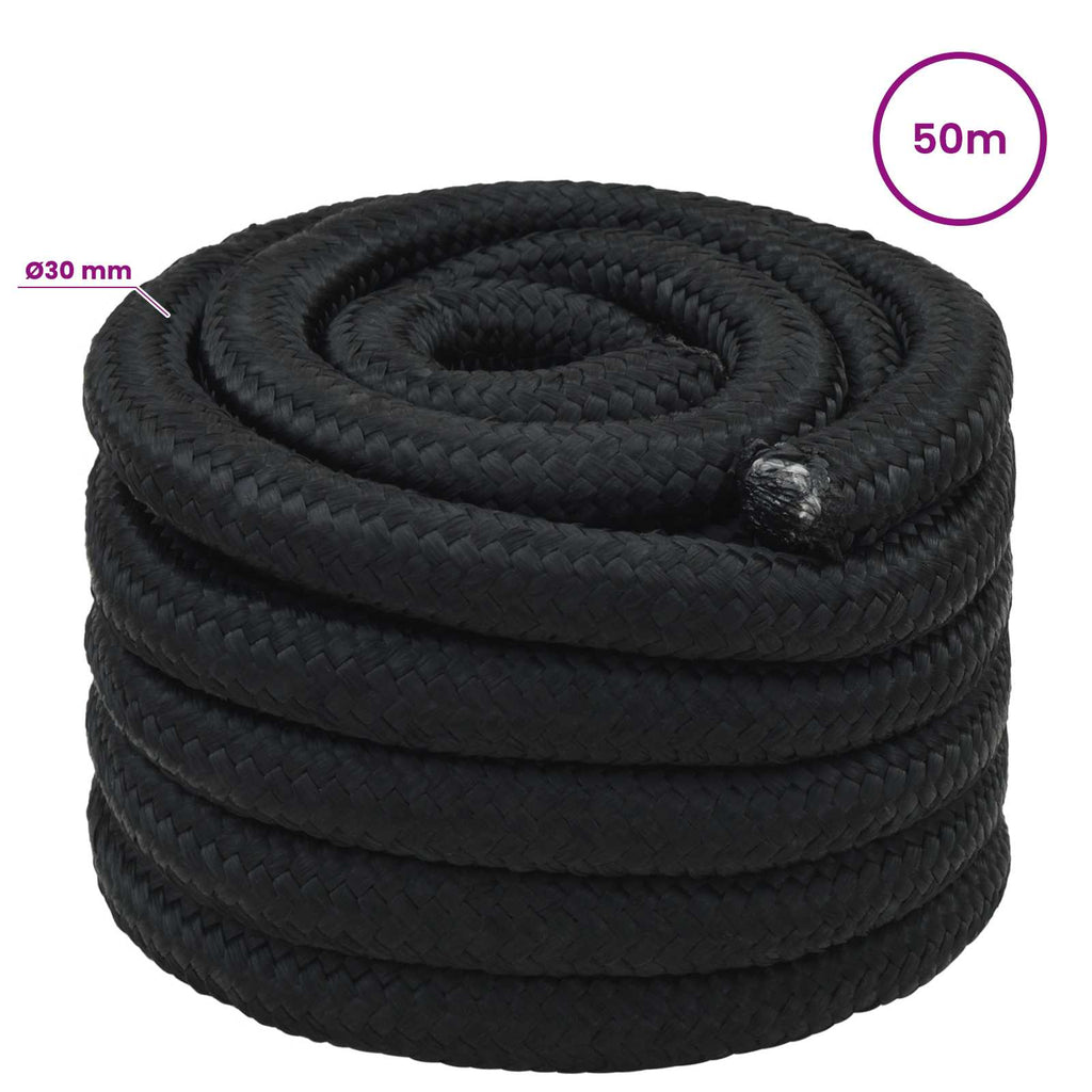 vidaXL Wielofunkcyjna lina gospodarcza 30 mm 50 m Czarny PP