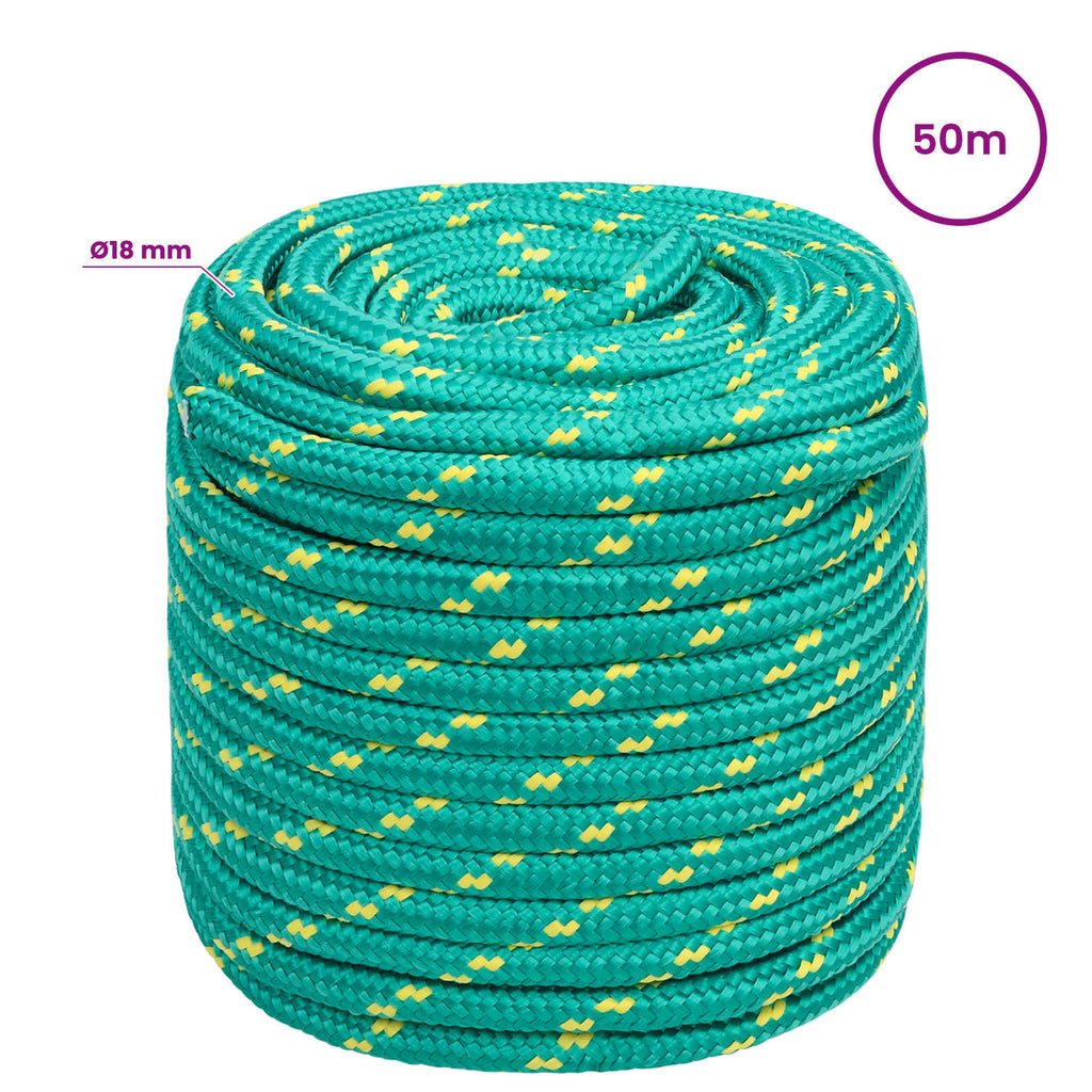 vidaXL Wielofunkcyjna lina gospodarcza 18 mm 50 m zielony PP