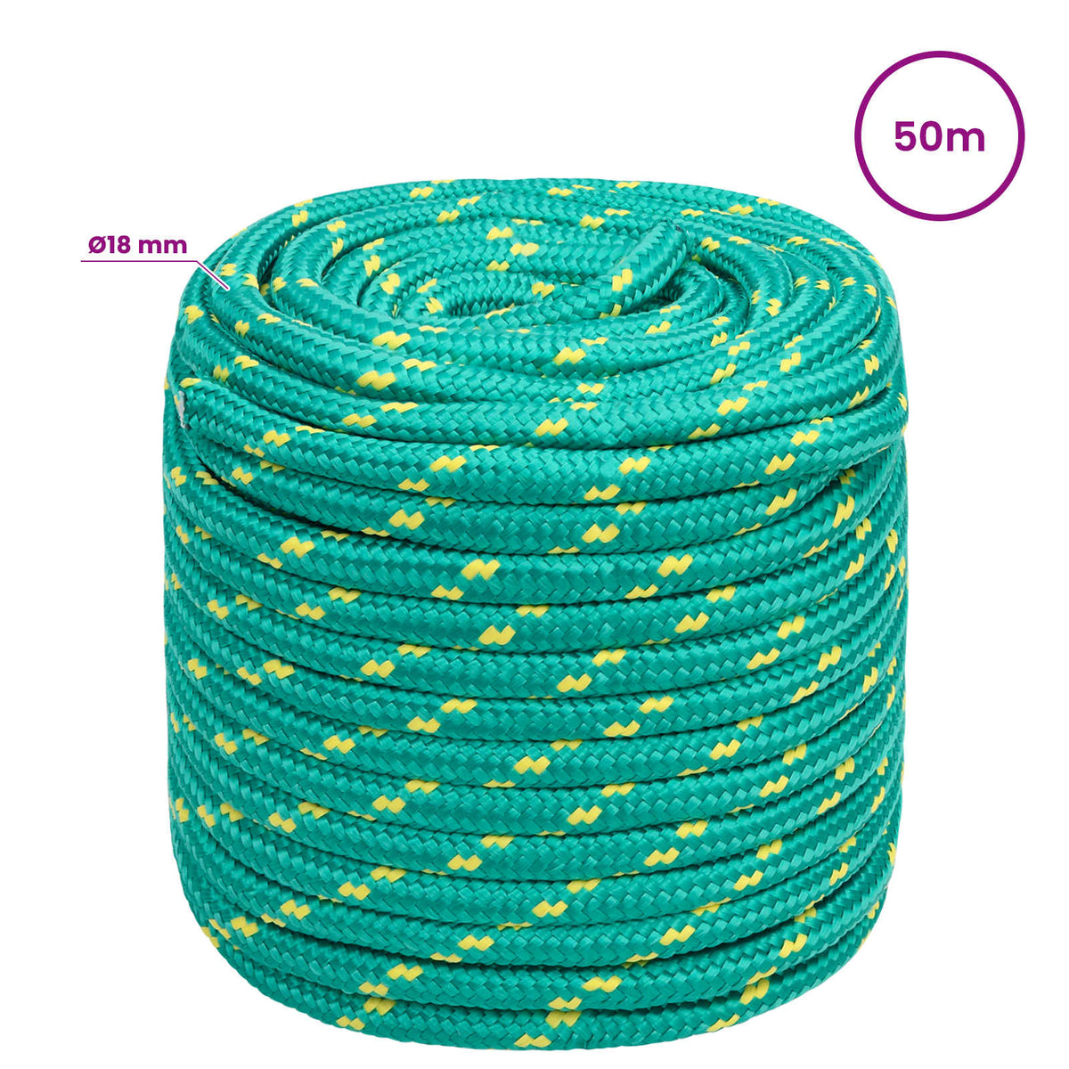 vidaXL Wielofunkcyjna lina gospodarcza 18 mm 50 m zielony PP