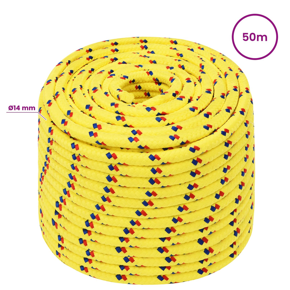 vidaXL Wielofunkcyjna lina gospodarcza 14 mm 50 m żółty PP