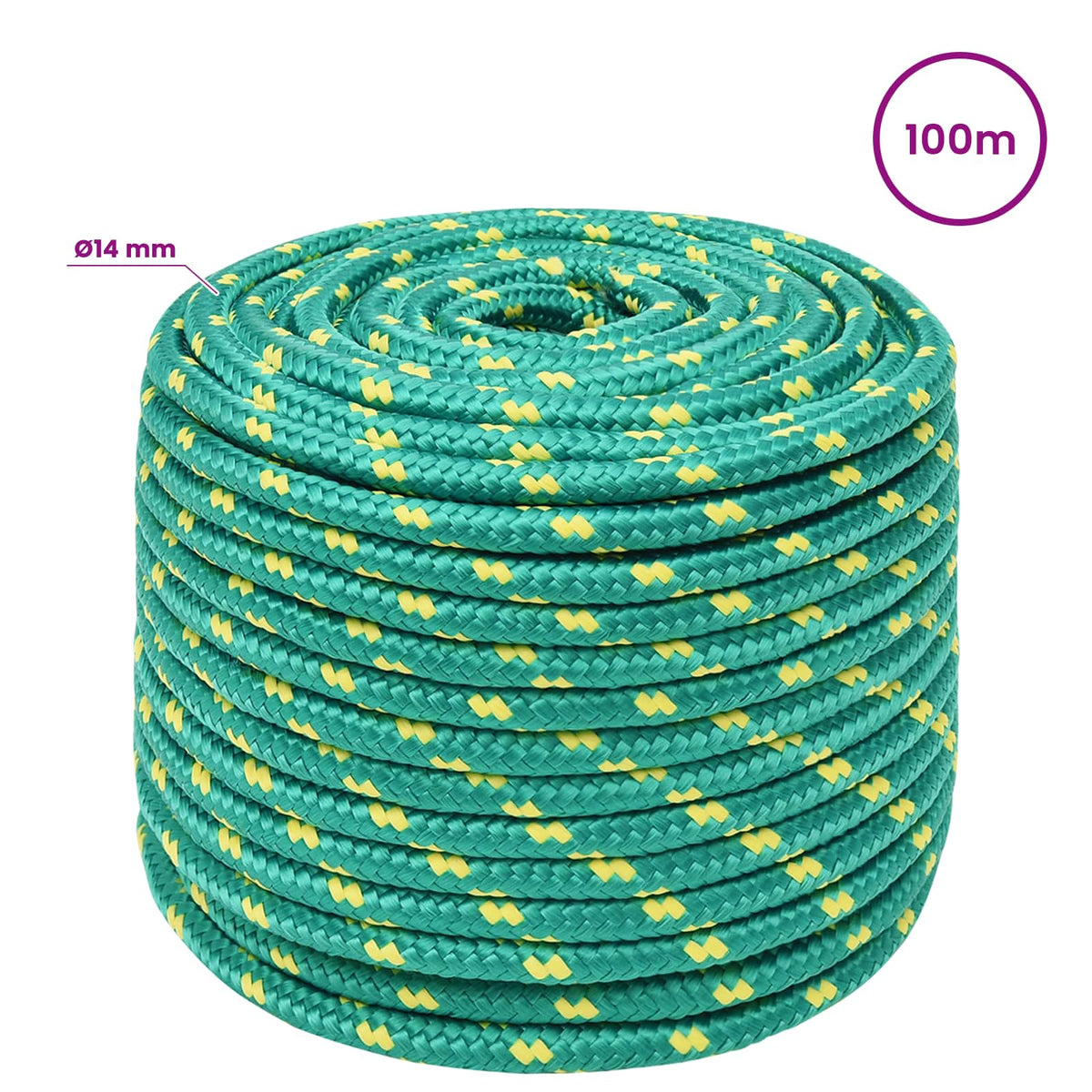 vidaXL Wielofunkcyjna lina gospodarcza 14 mm 100 m zielony PP