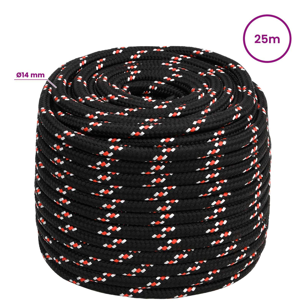 vidaXL Wielofunkcyjna lina gospodarcza 14 mm 25 m Czarny i czerwony PP