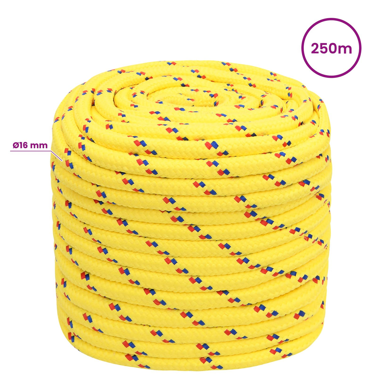 vidaXL Wielofunkcyjna lina gospodarcza 16 mm 250 m żółty PP