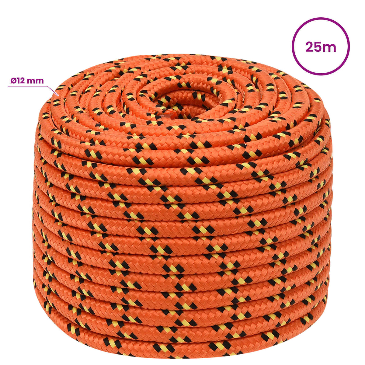 vidaXL Wielofunkcyjna lina gospodarcza 12 mm 25 m pomarańczowy PP