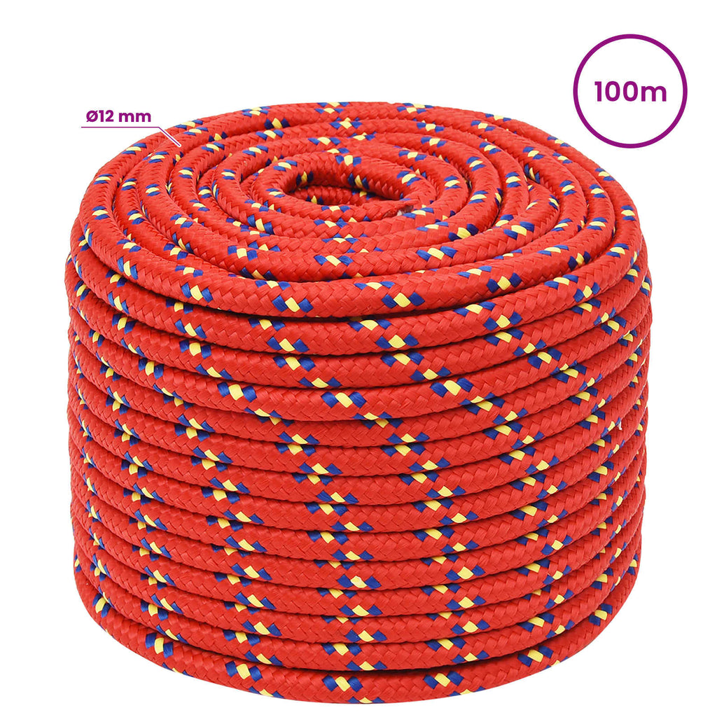 vidaXL Wielofunkcyjna lina gospodarcza 12 mm 100 m czerwony PP