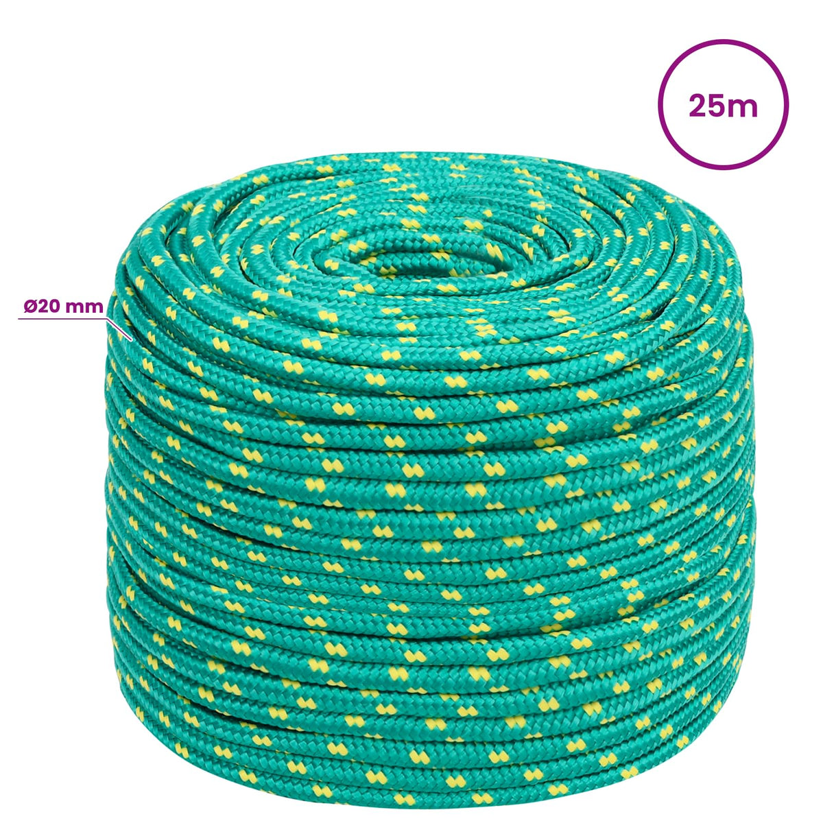 vidaXL Wielofunkcyjna lina gospodarcza 20 mm 25 m zielony PP