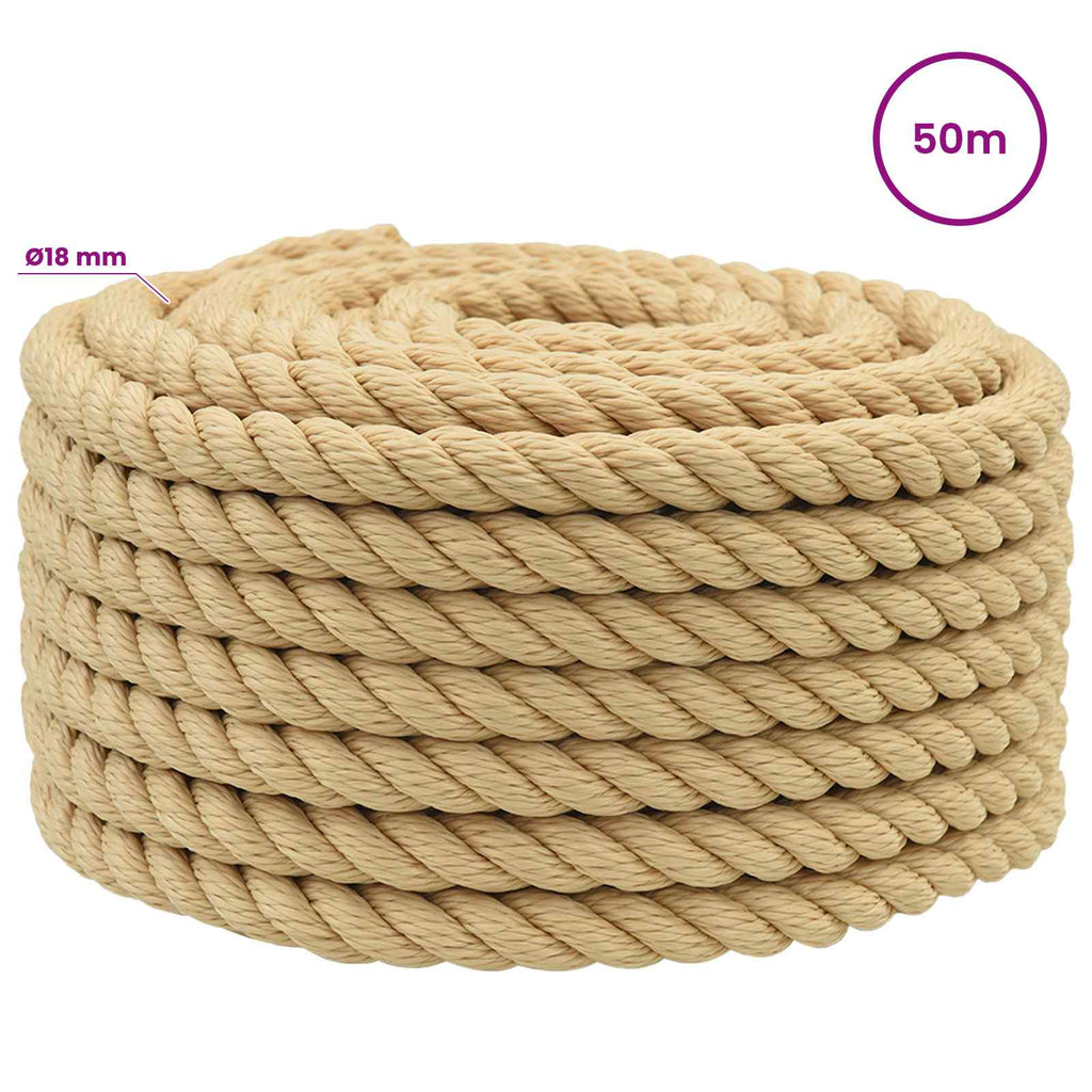 vidaXL Wielofunkcyjna lina gospodarcza 18 mm 50 m naturalny PP