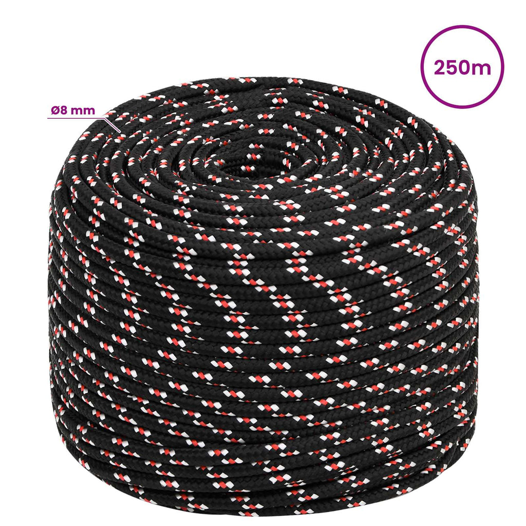vidaXL Wielofunkcyjna lina gospodarcza 8 mm 250 m Czarny i czerwony PP