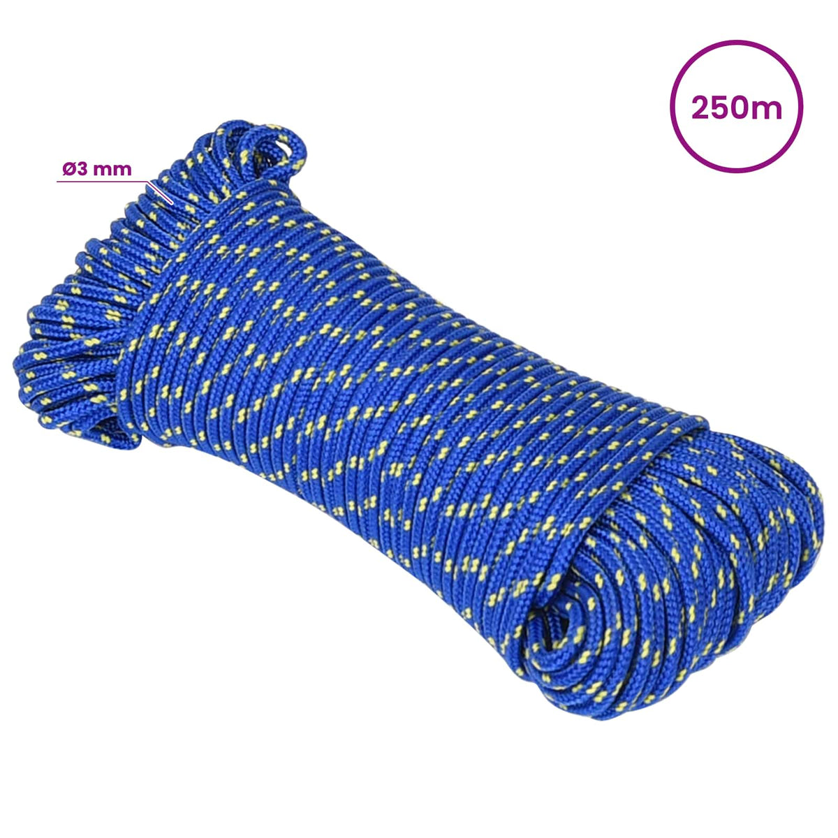 vidaXL Wielofunkcyjna lina gospodarcza 3 mm 250 m niebieski PP