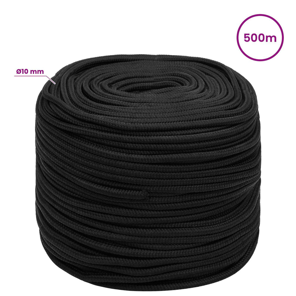 vidaXL Wielofunkcyjna lina gospodarcza 10 mm 500 m Czarny PP