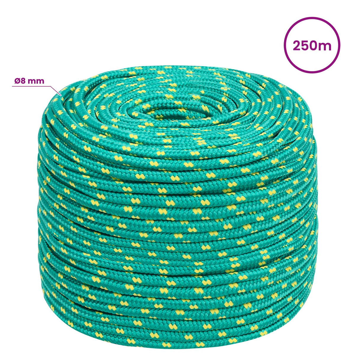 vidaXL Wielofunkcyjna lina gospodarcza 8 mm 250 m zielony PP