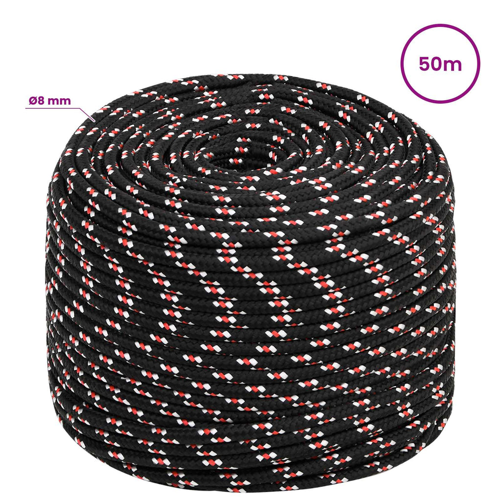 vidaXL Wielofunkcyjna lina gospodarcza 8 mm 50 m Czarny i czerwony PP