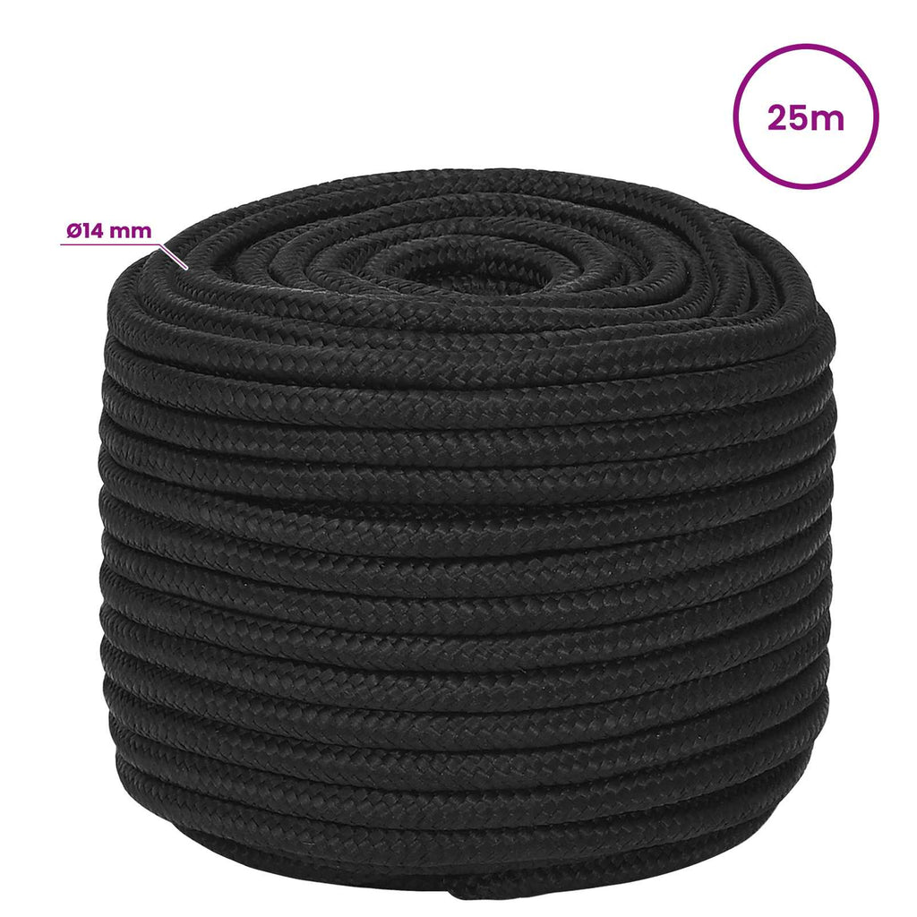 vidaXL Wielofunkcyjna lina gospodarcza 14 mm 25 m Czarny PP