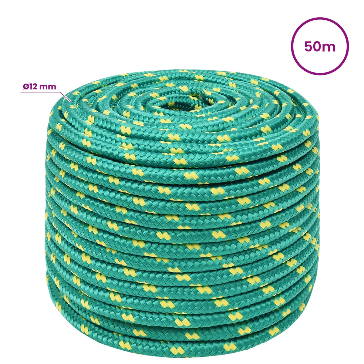vidaXL Wielofunkcyjna lina gospodarcza 12 mm 50 m zielony PP