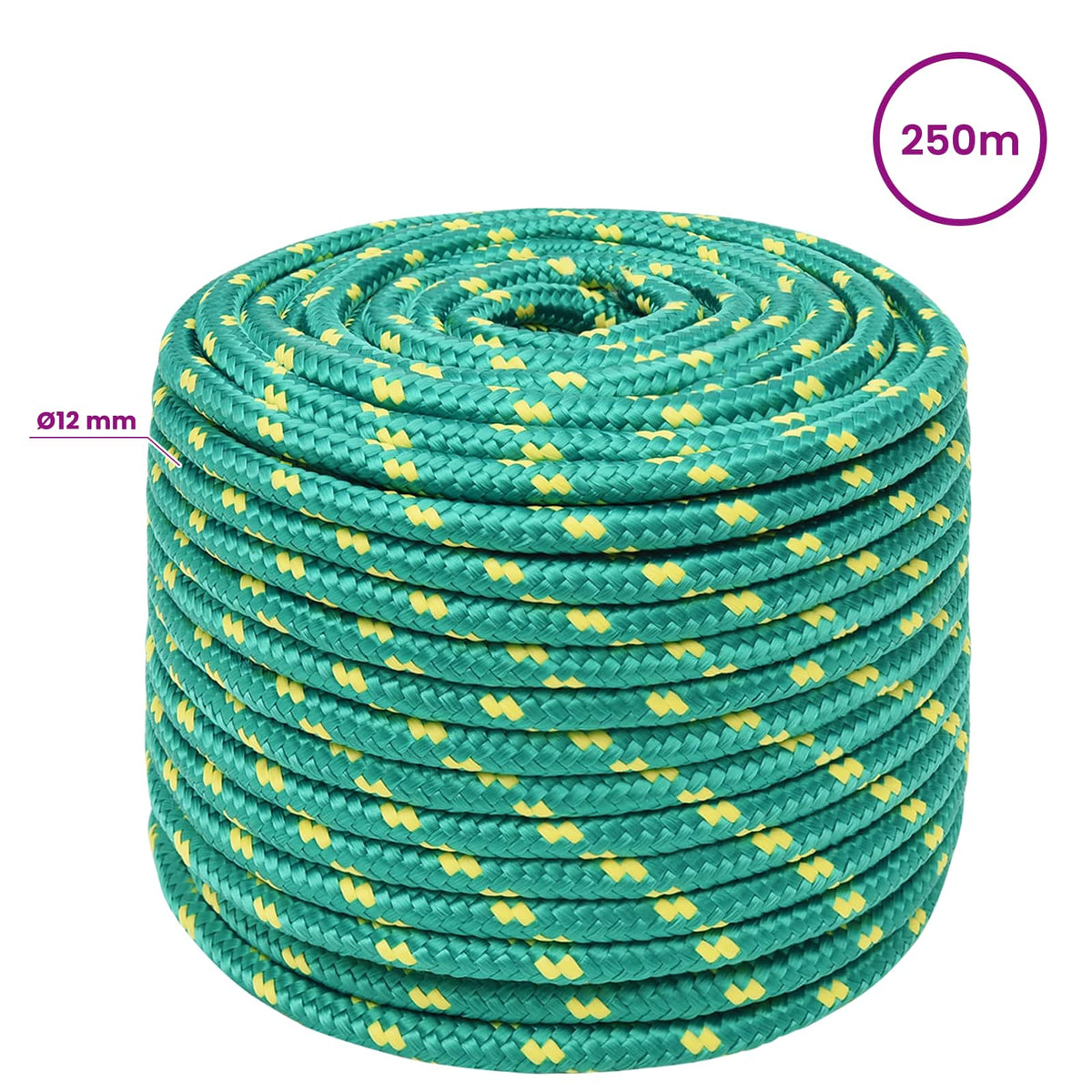 vidaXL Wielofunkcyjna lina gospodarcza 12 mm 250 m zielony PP