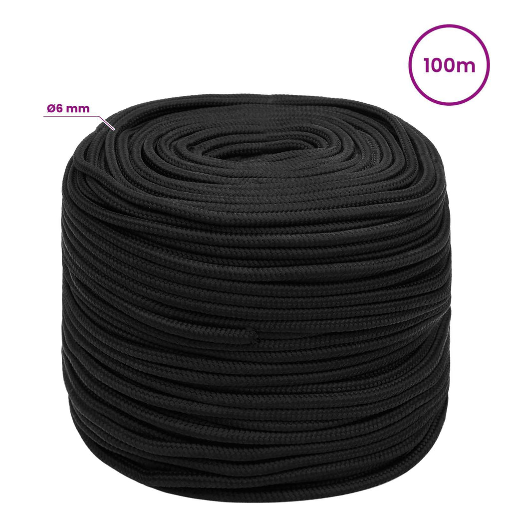 vidaXL Wielofunkcyjna lina gospodarcza 6 mm 100 m Czarny PP