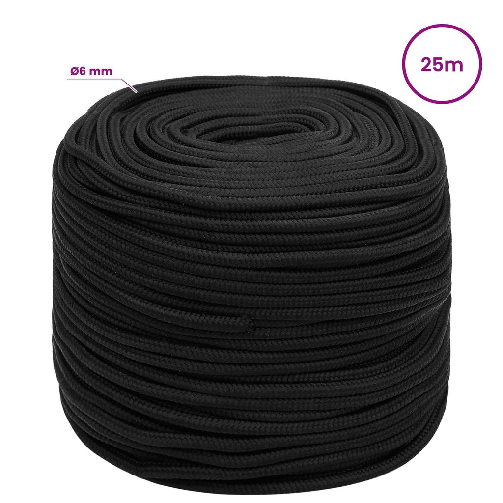 vidaXL Wielofunkcyjna lina gospodarcza 6 mm 25 m Czarny PP