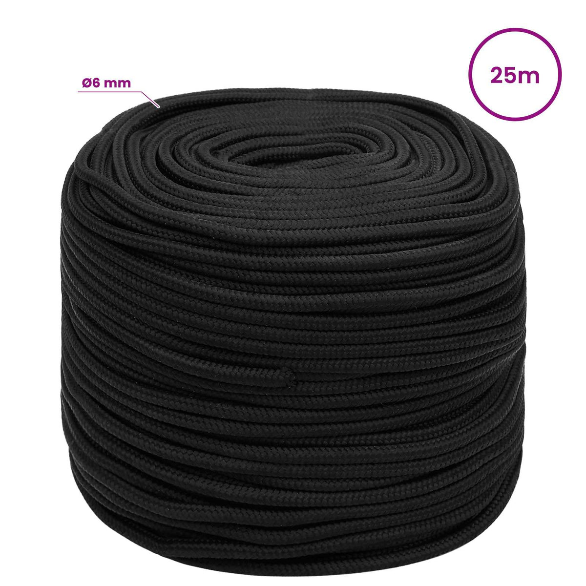 vidaXL Wielofunkcyjna lina gospodarcza 6 mm 25 m Czarny PP