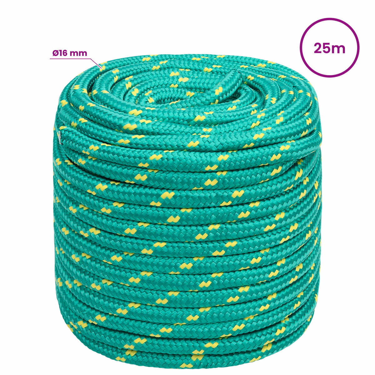 vidaXL Wielofunkcyjna lina gospodarcza 16 mm 25 m zielony PP