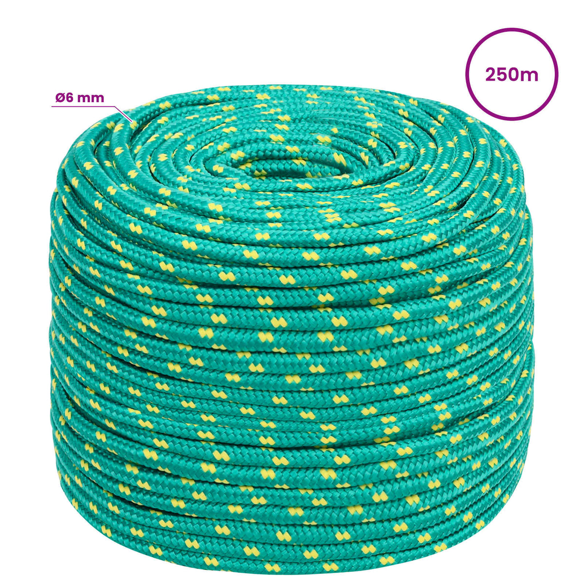 vidaXL Wielofunkcyjna lina gospodarcza 6 mm 250 m zielony PP