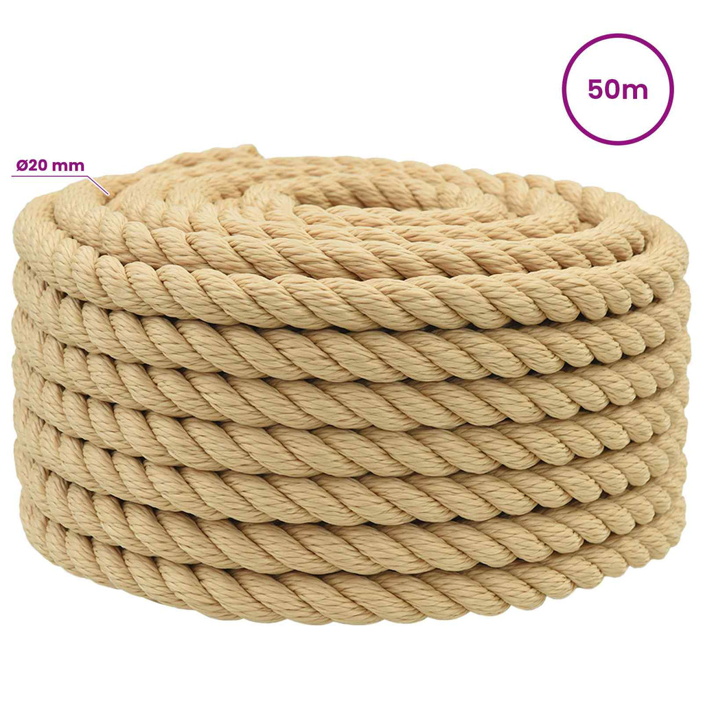 vidaXL Wielofunkcyjna lina gospodarcza 20 mm 50 m naturalny PP
