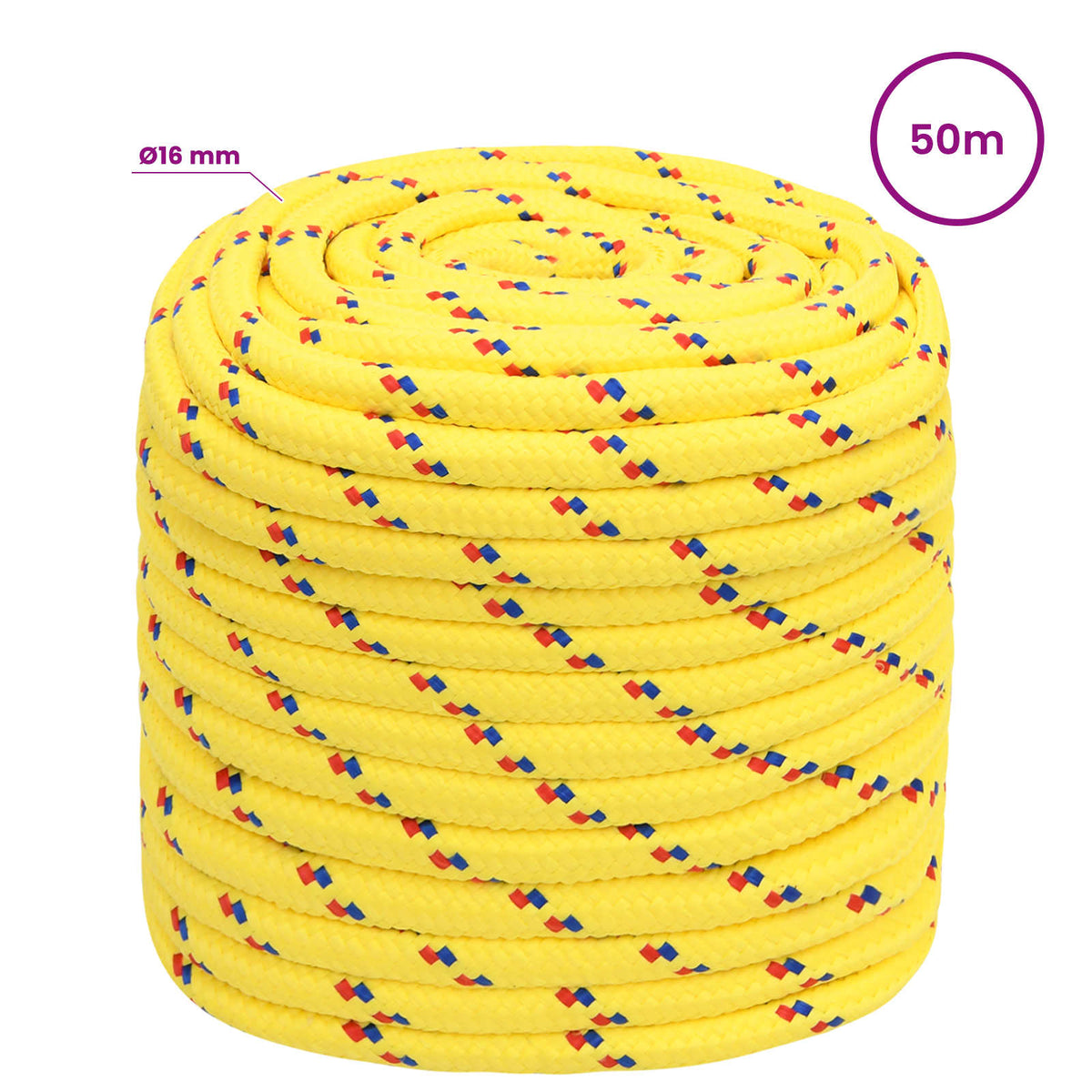 vidaXL Wielofunkcyjna lina gospodarcza 16 mm 50 m żółty PP