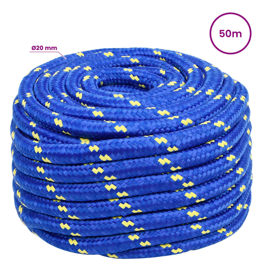 vidaXL Wielofunkcyjna lina gospodarcza 20 mm 50 m niebieski PP