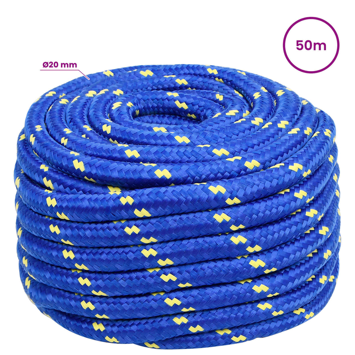 vidaXL Wielofunkcyjna lina gospodarcza 20 mm 50 m niebieski PP