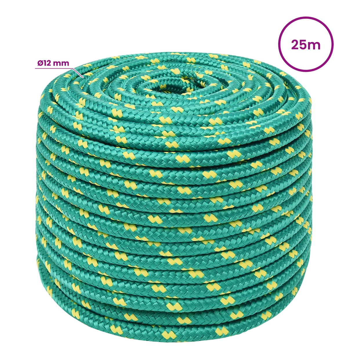 vidaXL Wielofunkcyjna lina gospodarcza 12 mm 25 m zielony PP