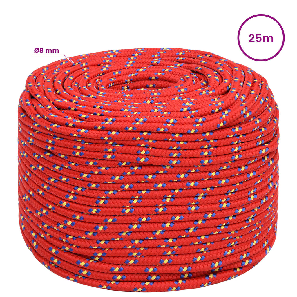 vidaXL Wielofunkcyjna lina gospodarcza 8 mm 25 m czerwony PP