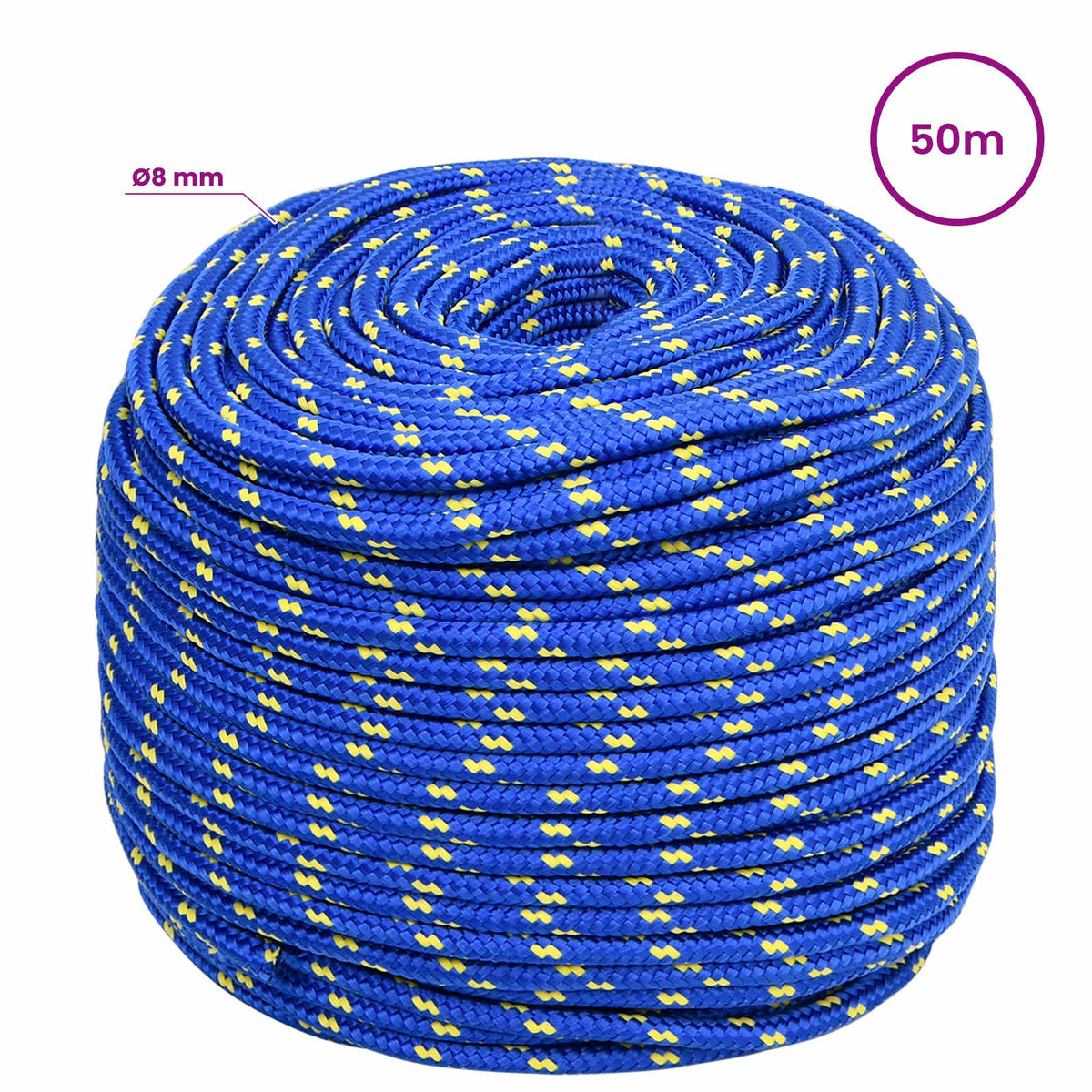 vidaXL Wielofunkcyjna lina gospodarcza 8 mm 50 m niebieski PP
