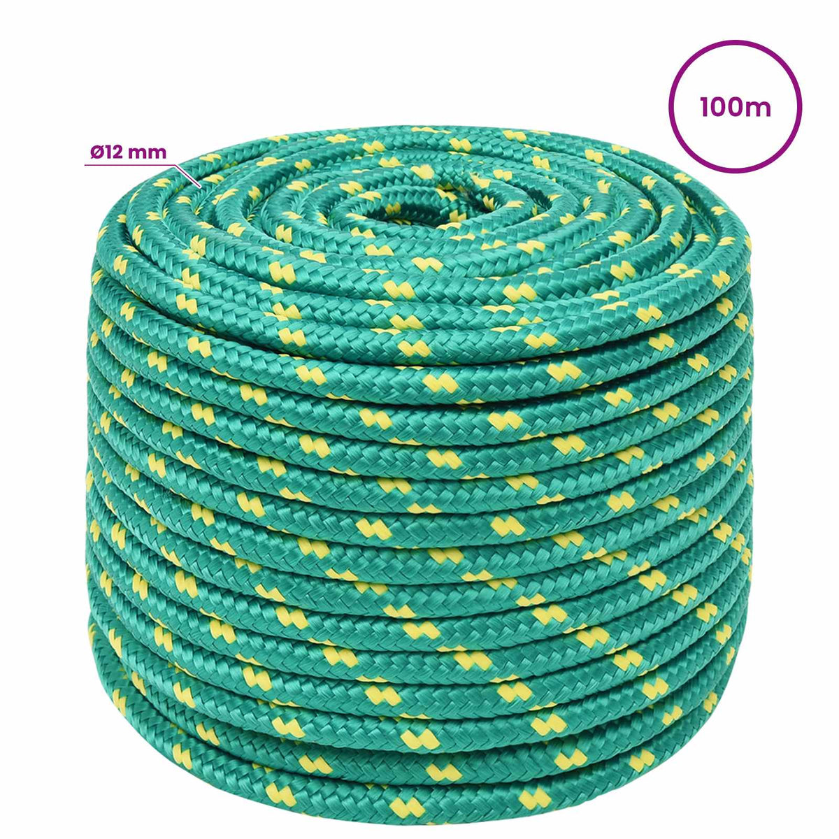 vidaXL Wielofunkcyjna lina gospodarcza 12 mm 100 m zielony PP