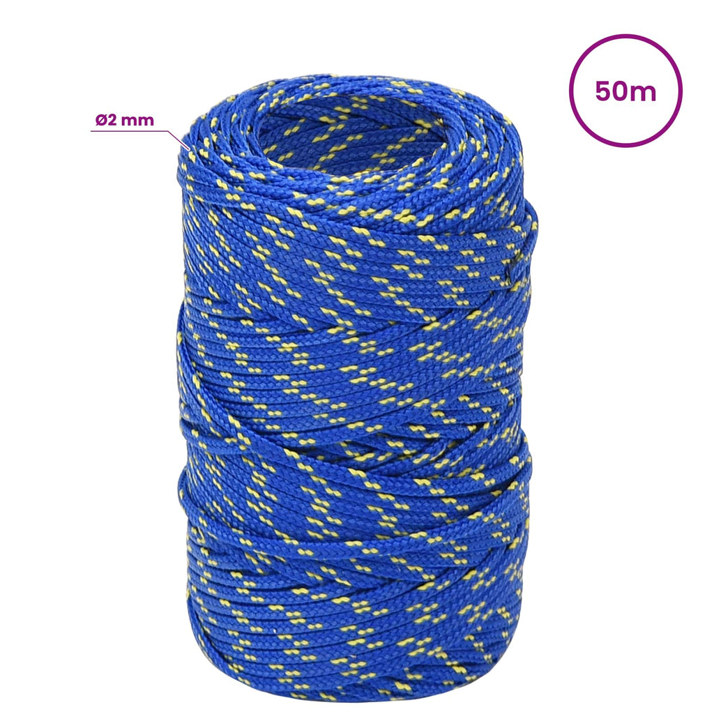 vidaXL Wielofunkcyjna lina gospodarcza 2 mm 50 m niebieski PP