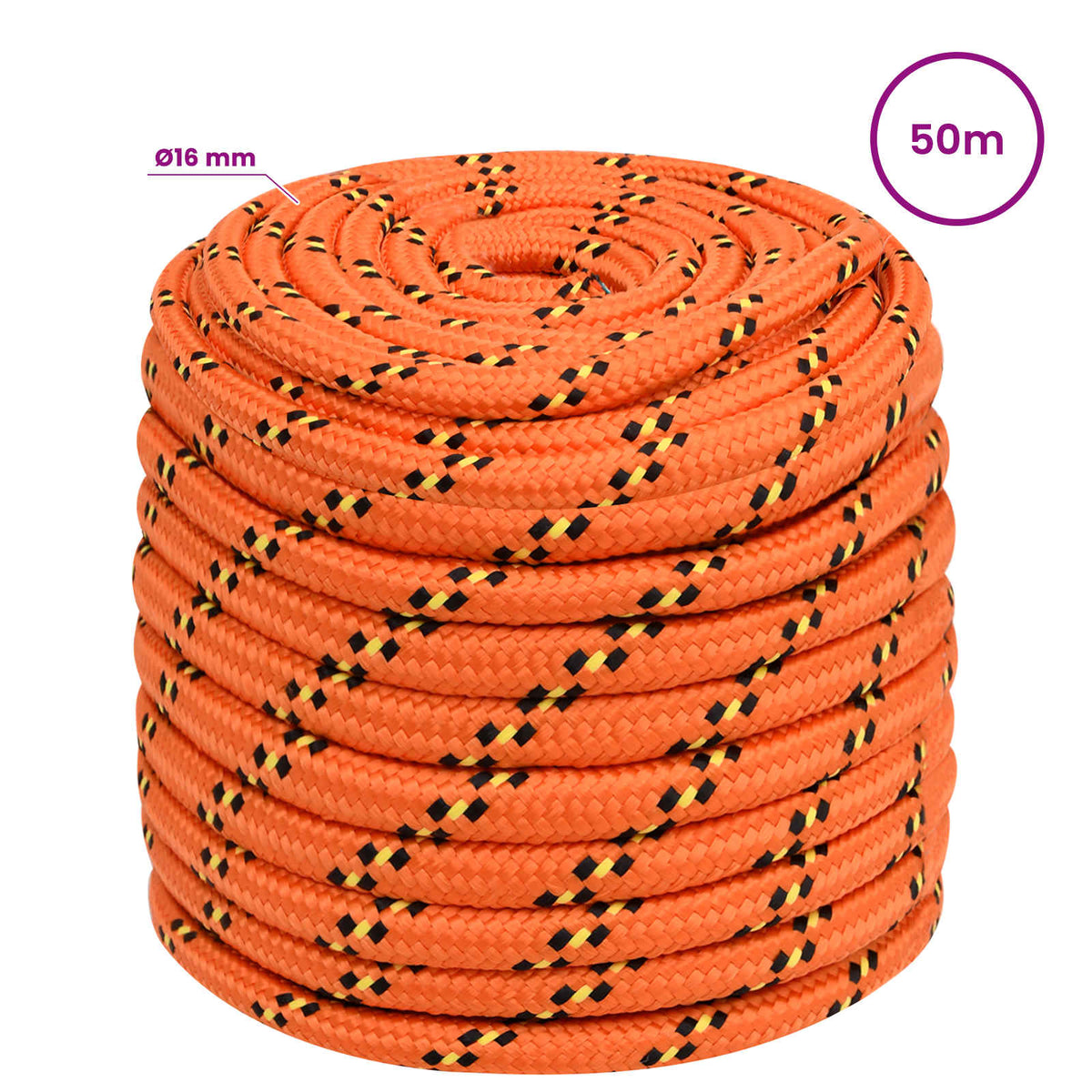 vidaXL Wielofunkcyjna lina gospodarcza 16 mm 50 m pomarańczowy PP