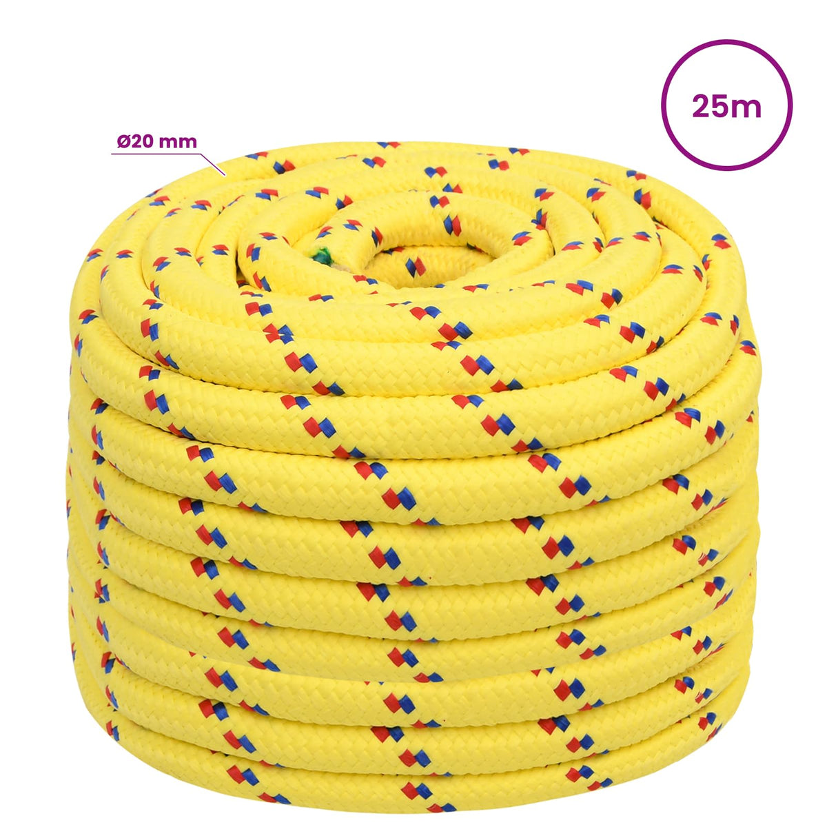 vidaXL Wielofunkcyjna lina gospodarcza 20 mm 25 m żółty PP