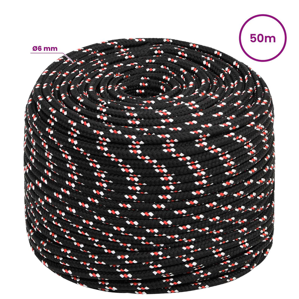 vidaXL Wielofunkcyjna lina gospodarcza 6 mm 50 m Czarny i czerwony PP