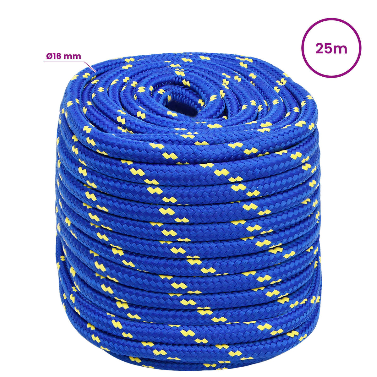 vidaXL Wielofunkcyjna lina gospodarcza 16 mm 25 m niebieski PP