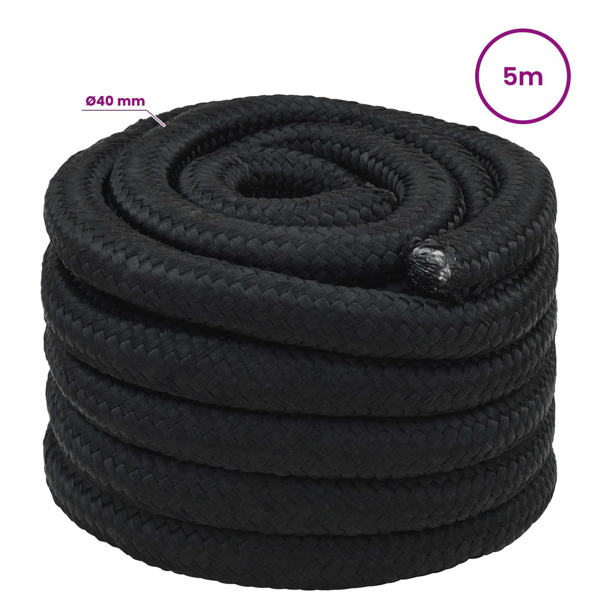 vidaXL Wielofunkcyjna lina gospodarcza 40 mm 5 m Czarny PP