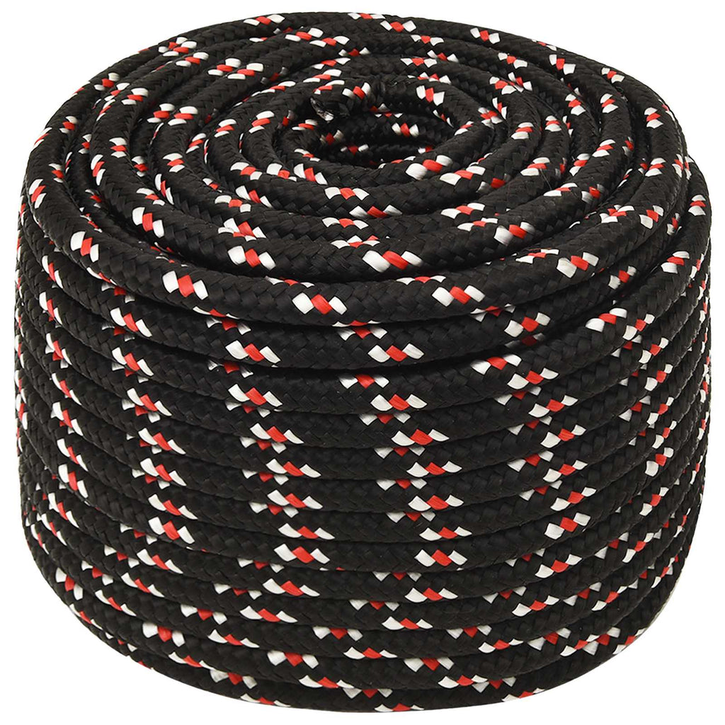 vidaXL Wielofunkcyjna lina gospodarcza 16 mm 25 m Czarny i czerwony PP