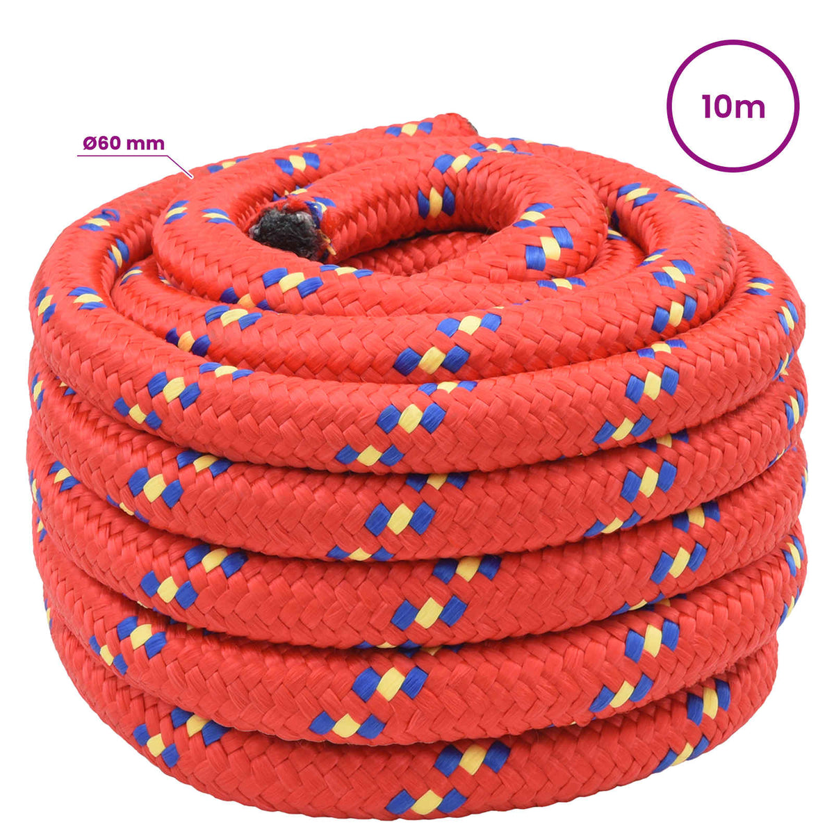 vidaXL Wielofunkcyjna lina gospodarcza 60 mm 10 m czerwony PP