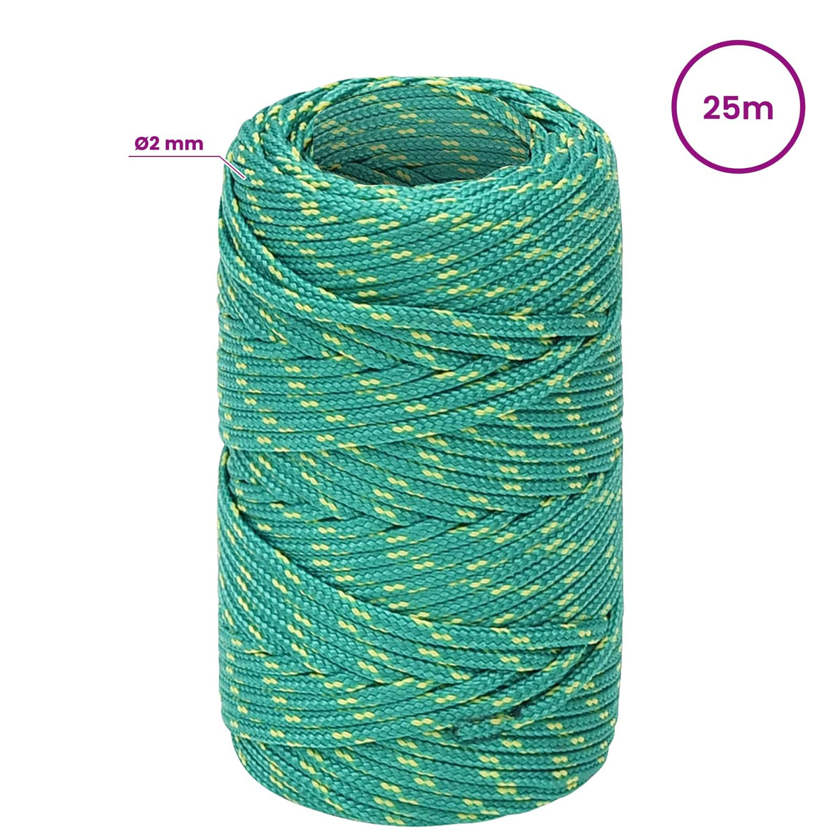 vidaXL Wielofunkcyjna lina gospodarcza 2 mm 25 m zielony PP