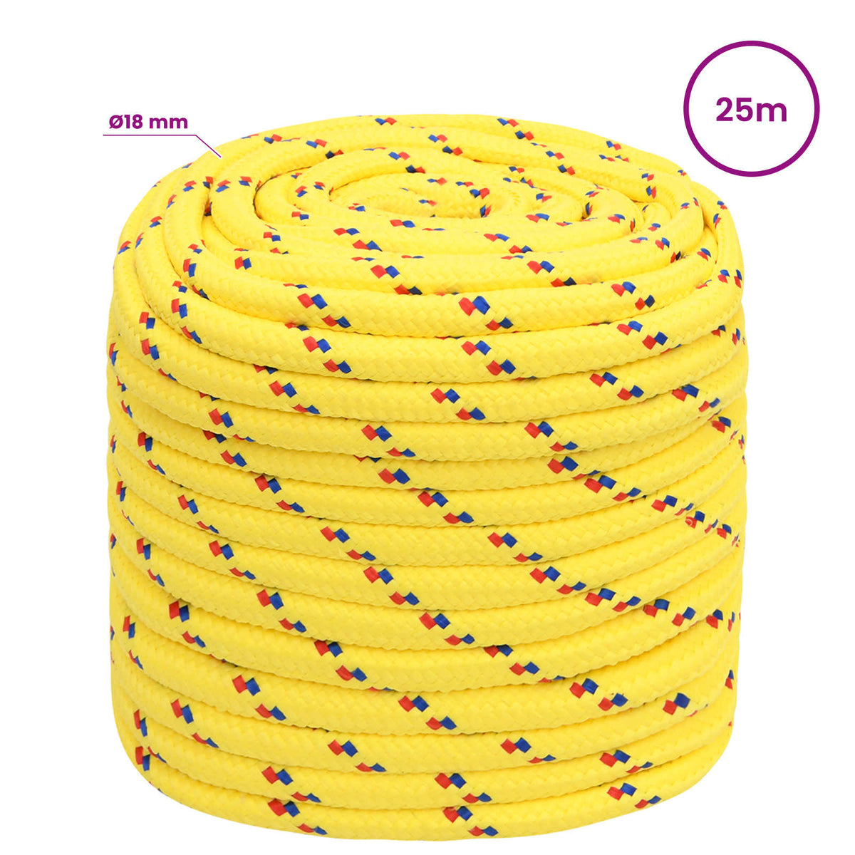 vidaXL Wielofunkcyjna lina gospodarcza 18 mm 25 m żółty PP