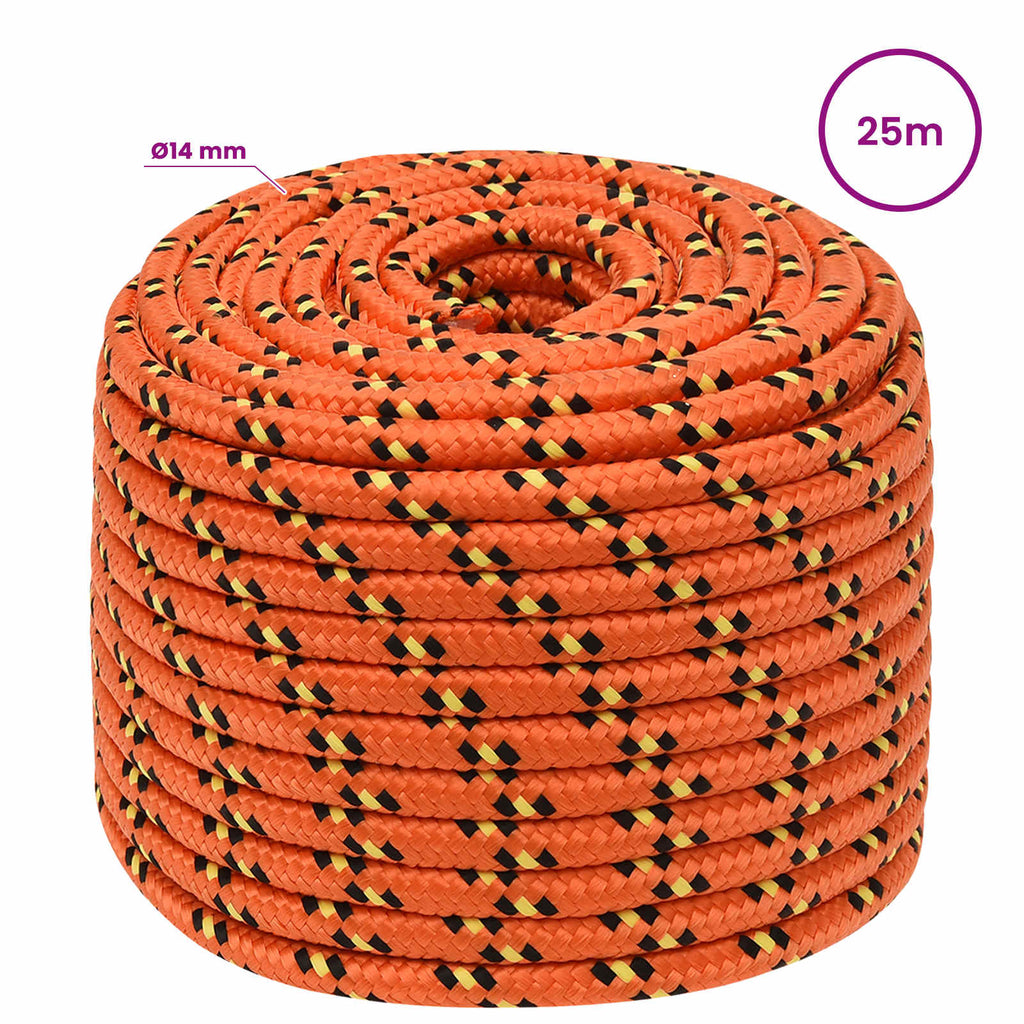 vidaXL Wielofunkcyjna lina gospodarcza 14 mm 25 m pomarańczowy PP