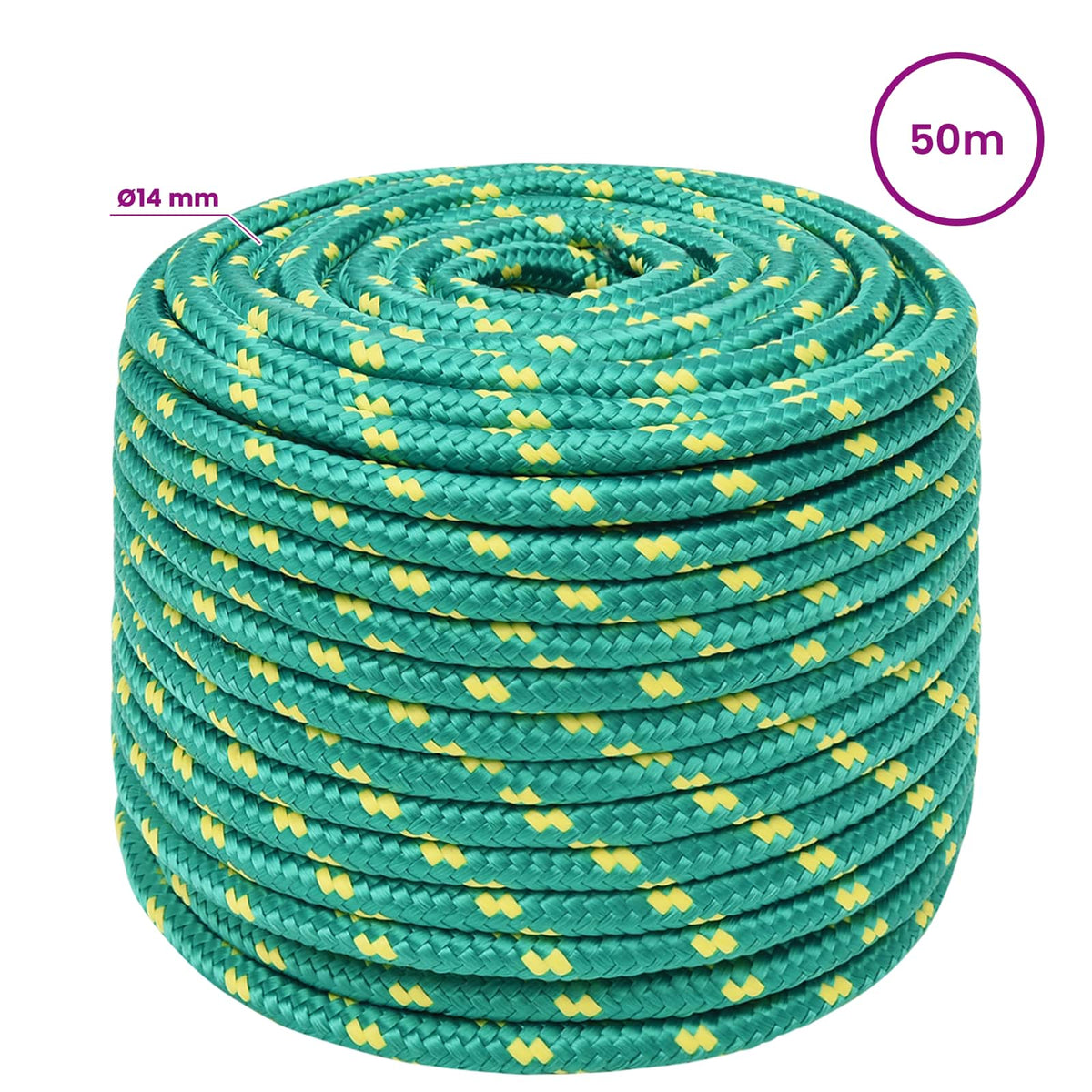 vidaXL Wielofunkcyjna lina gospodarcza 14 mm 50 m zielony PP
