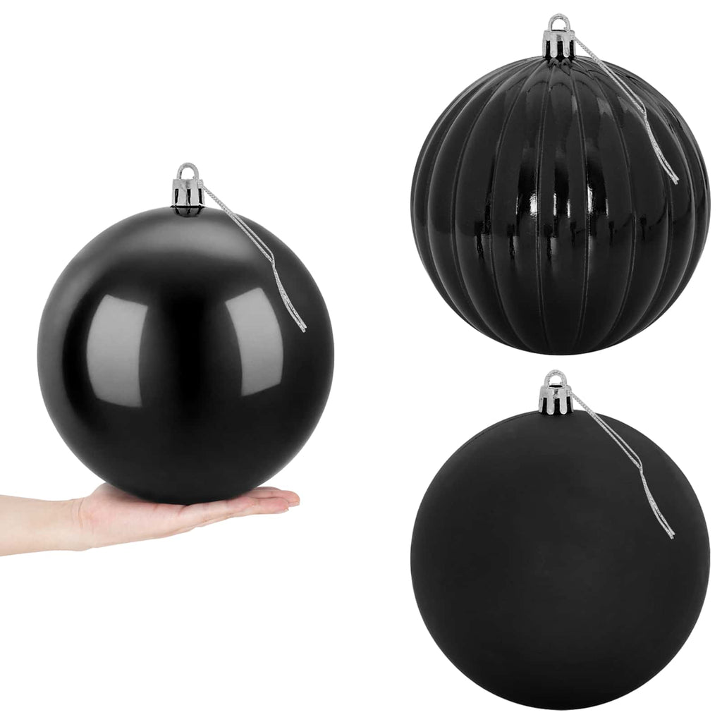 vidaXL Zestaw bombek choinkowych XXL 3 szt. Czarny Ø 25 cm