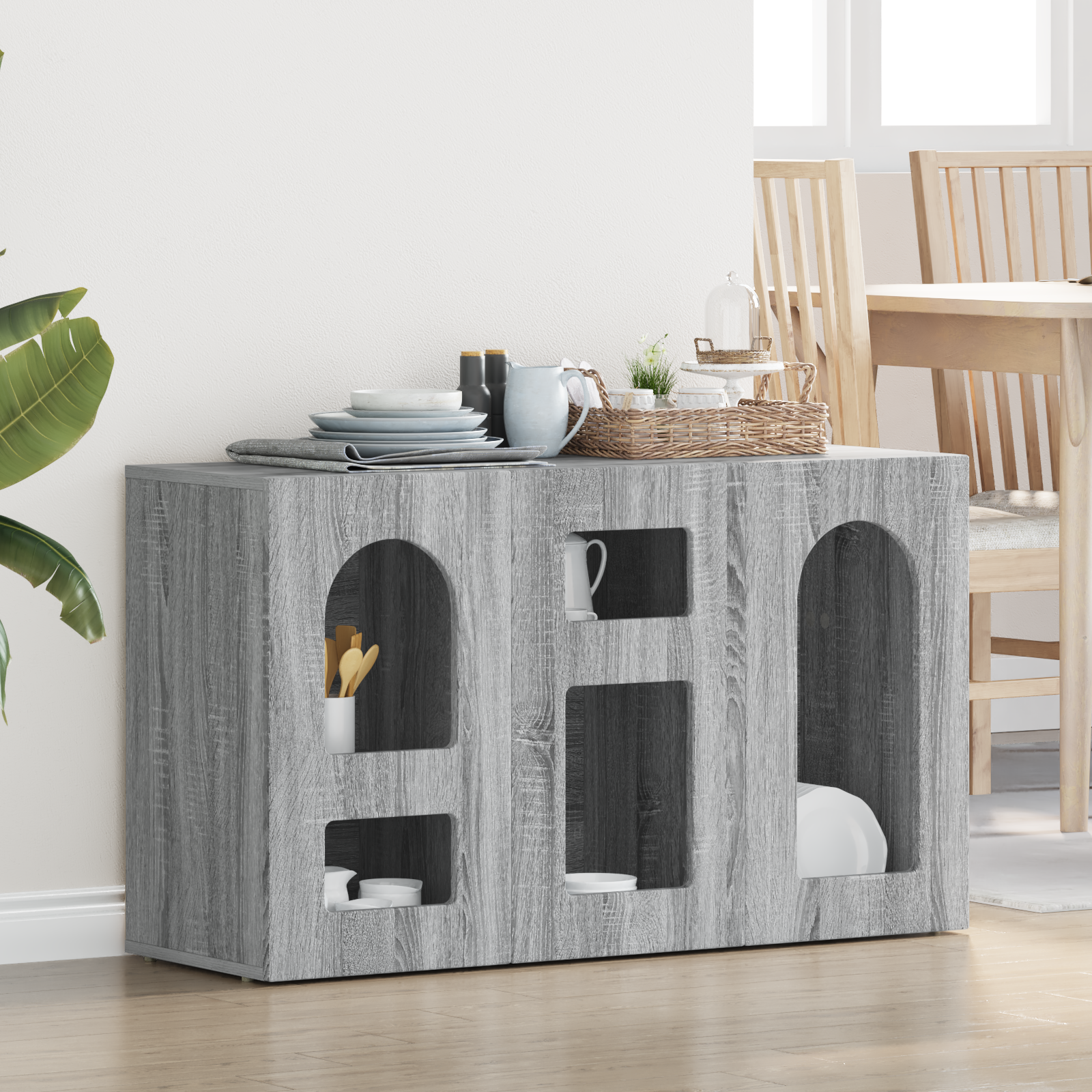 vidaXL Bufet ELST Szary Sonoma 100 x 35 x 59 cm Drewno inżynieryjne