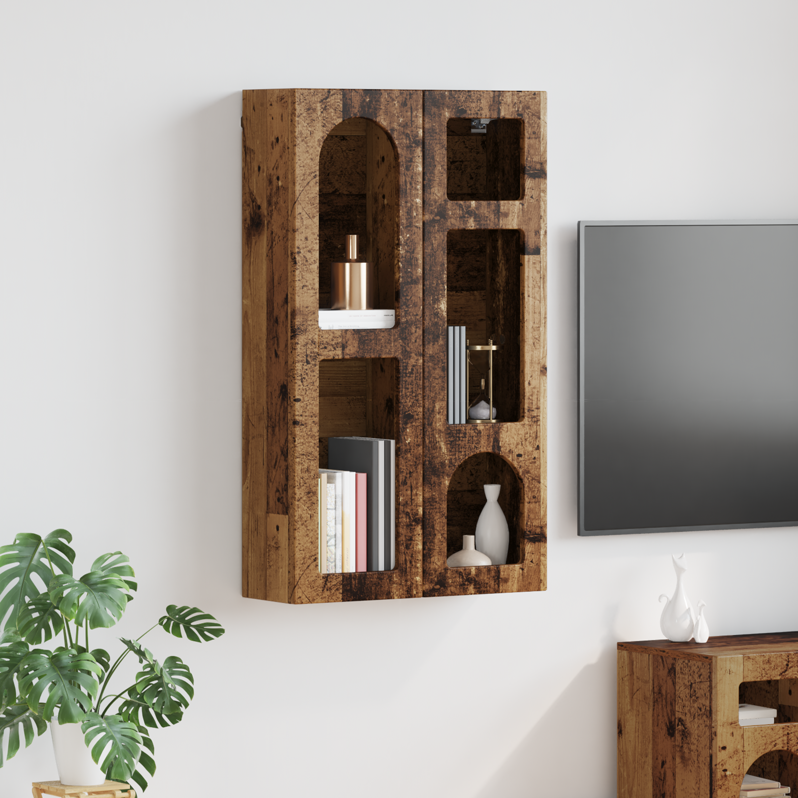 vidaXL Szafka wisząca z półką ELST Stare drewno 59 x 20 x 100 cm