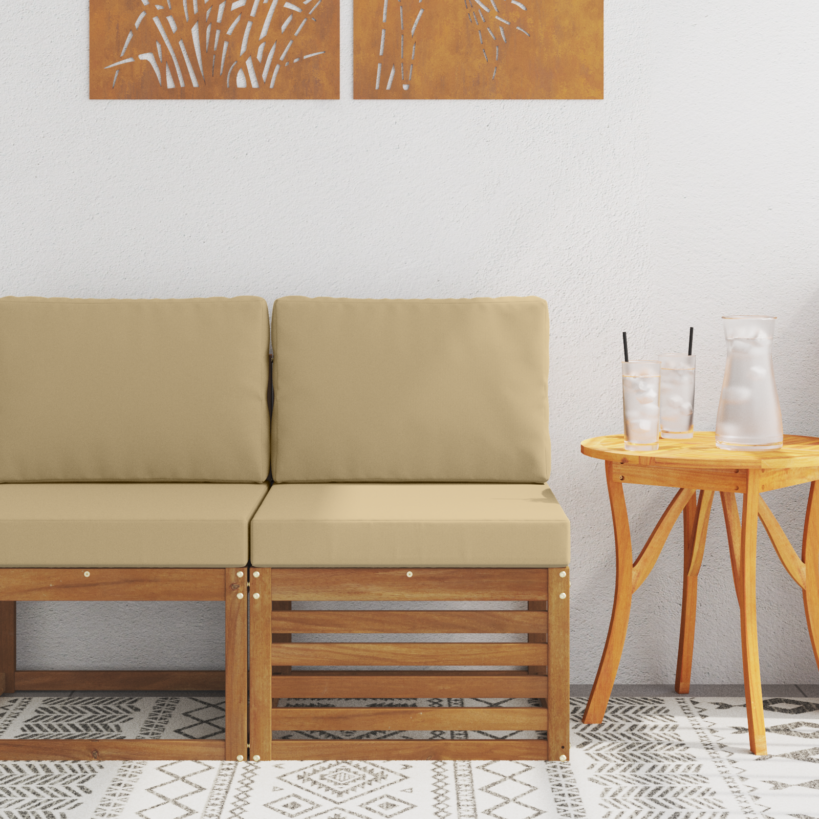 vidaXL Środkowa sofa ogrodowa Lite Drewno Akacji Naturalny