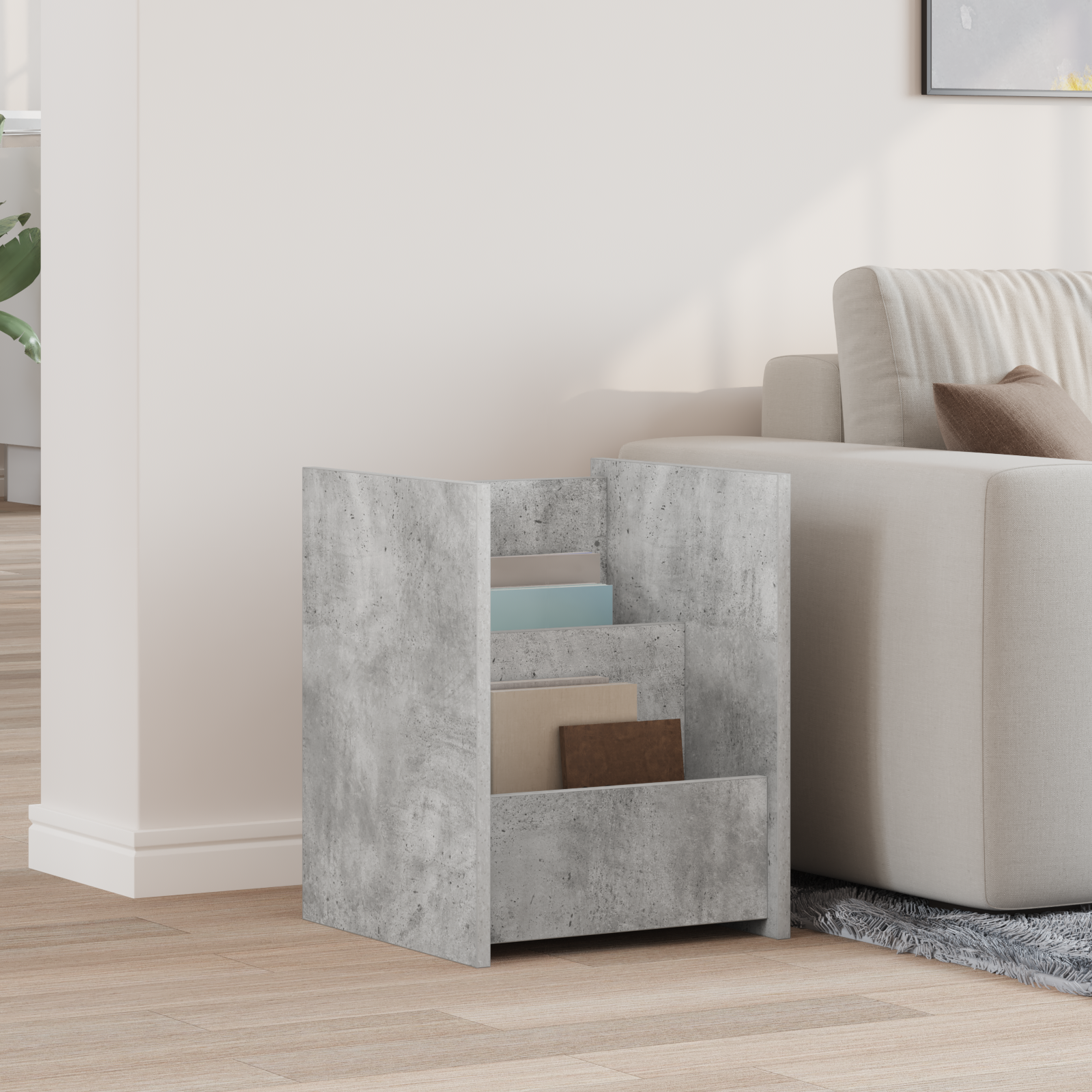 vidaXL Regał na gazety Szary beton 35 x 35 x 45 cm Drewno inżynieryjne
